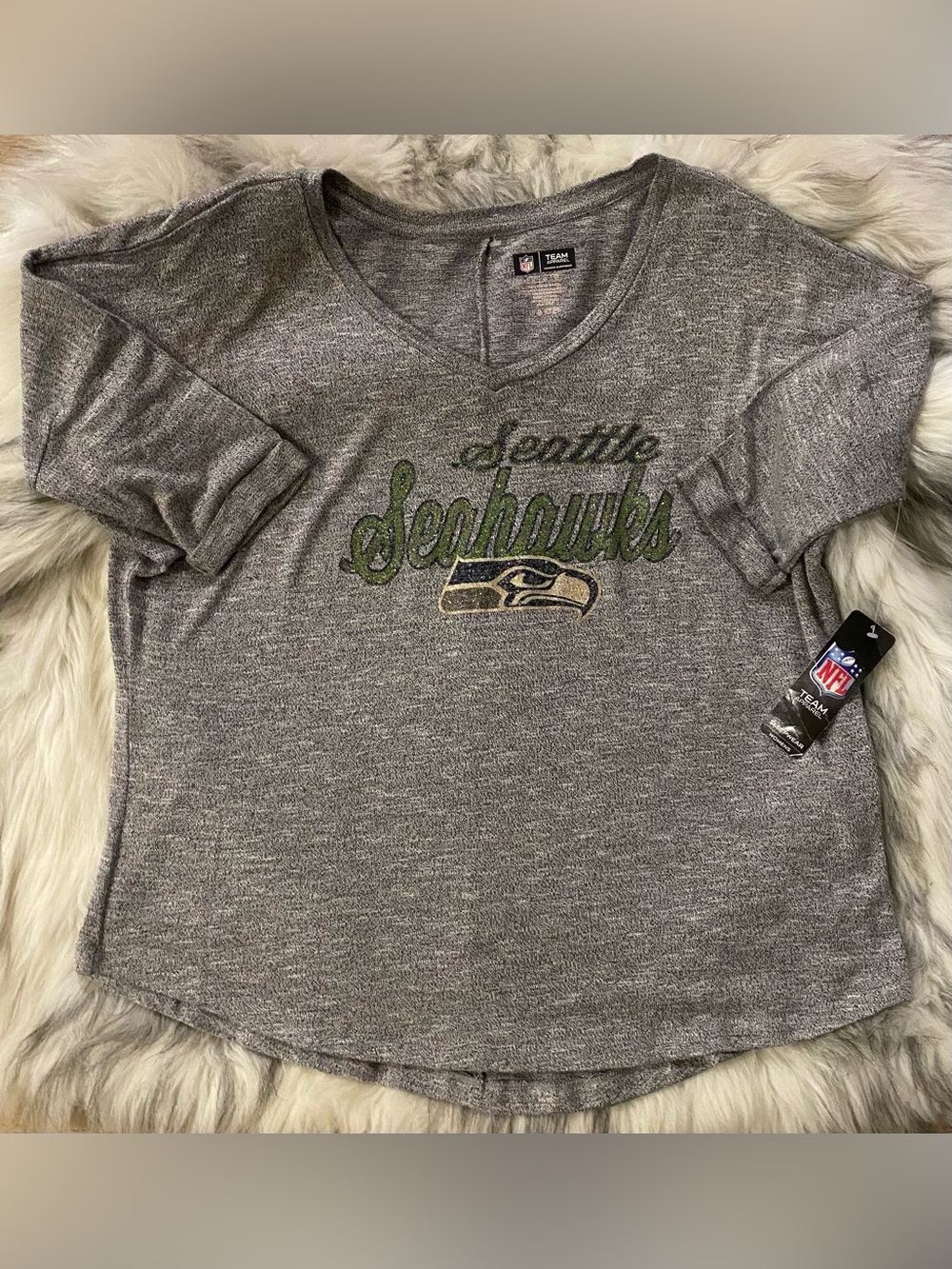 Seattle Seahawks Gray KV-Neck Tee